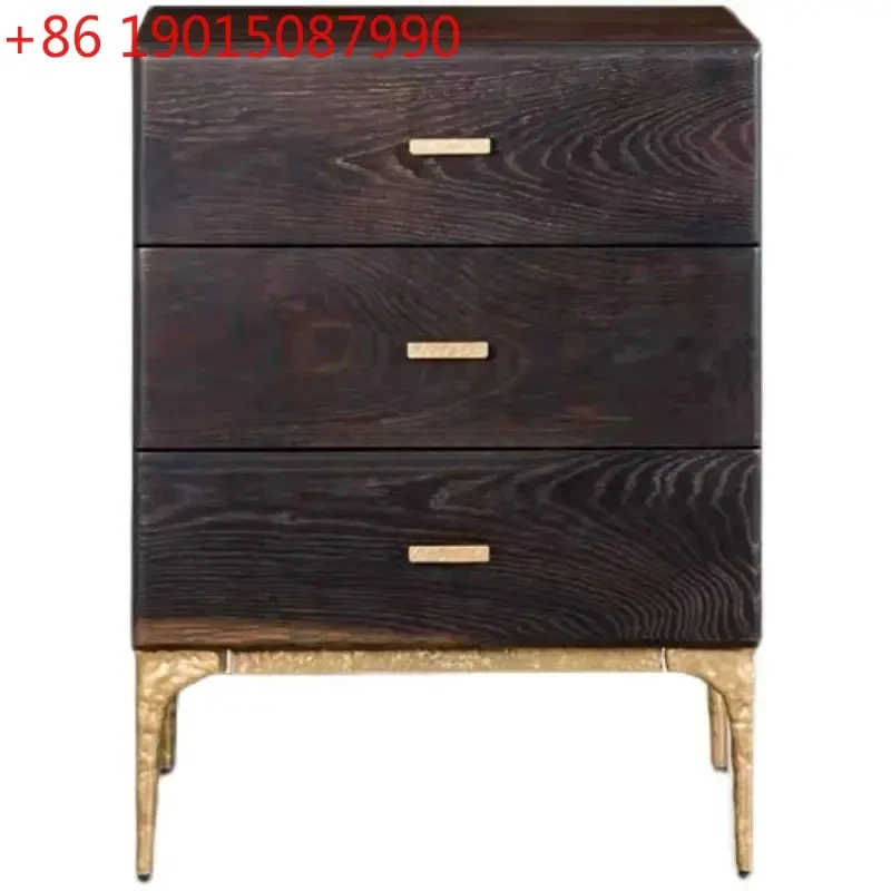 

Solid wood imported three-drawer cabinet living room sofa retro industrial wind bedside table