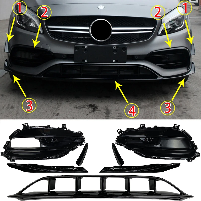 

for mercedes-benz a-class w176 2016-2018 front bumper surrounded by front lip air knife a45 amg front air knife restoration
