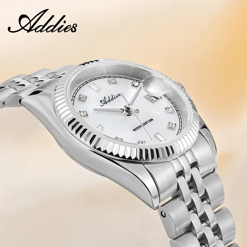 ADDIES Luxury Woman Watches Sapphire Crystal Stainless Steel Women Quartz Watch 50m Waterproof Sport Laides Wristwatch 2026 New