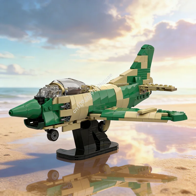 497 pièces MOC Blocs de construction de modèle de l'armée de l'air portugaise Camouflage Jouets d'architecture à assembler Cadeaux de Noël Idée de bricolage Éducation Briques