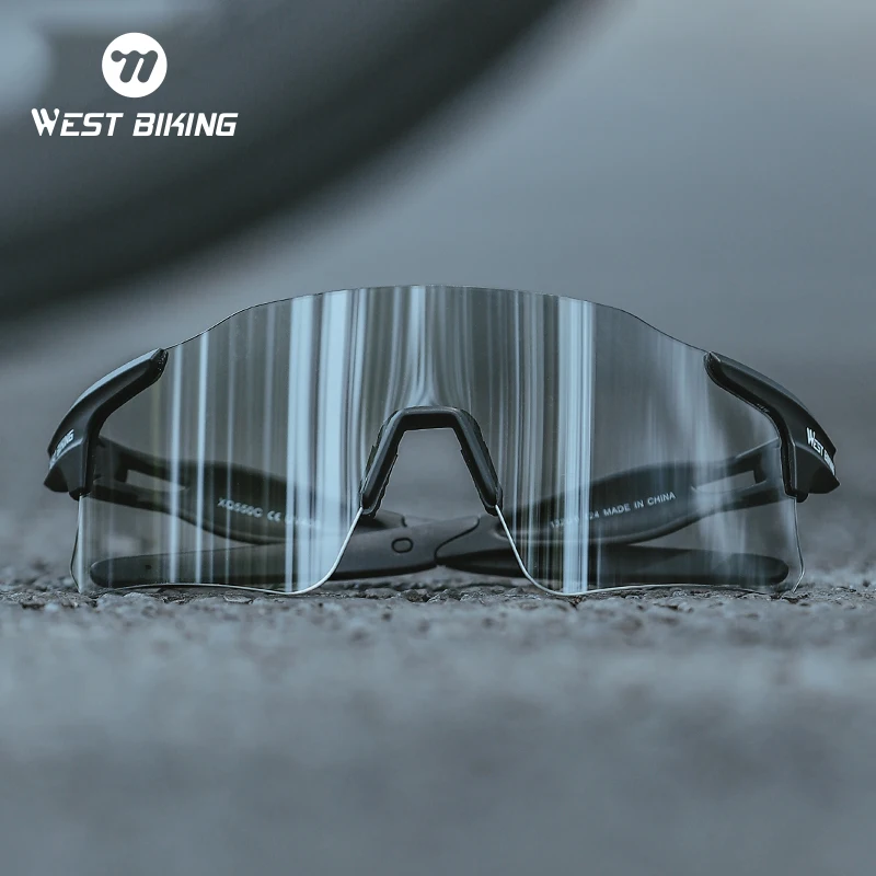 WEST BIKING Photochromic Cycling Sunglasses Men MTB Road Bike Windproof Goggles Polarized Women Sport Fishing Driving Glasses