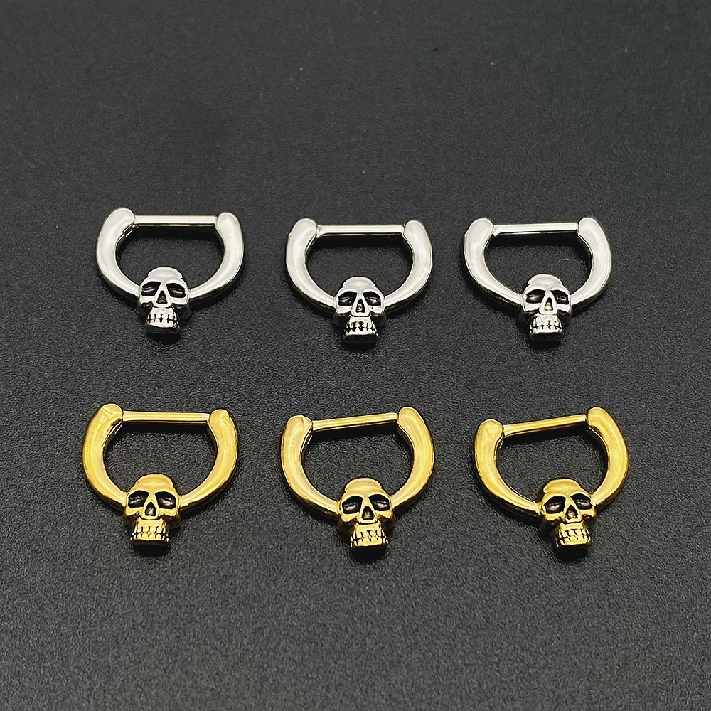 Skull Septum Nose Rings Stainless Steel Nose Piercing Ear Cartilage Body Piercing For Wamen Men