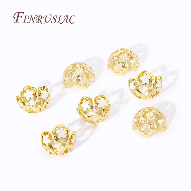 18k banhado a ouro Hollow Flower Bead Caps, acessórios de jóias DIY, alta qualidade, atacado, 17*8.5mm