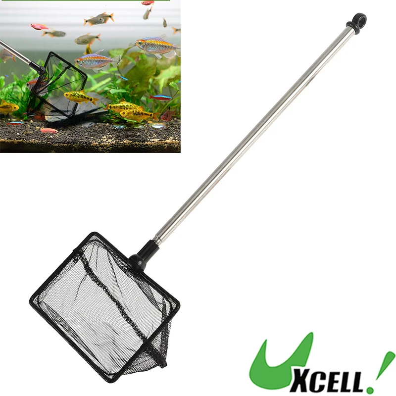 

UXCELL Fishing Landing Net Handhold Fish Tank Net Stainless Steel Extendable Handle for Fish Tank Aquarium Accessories