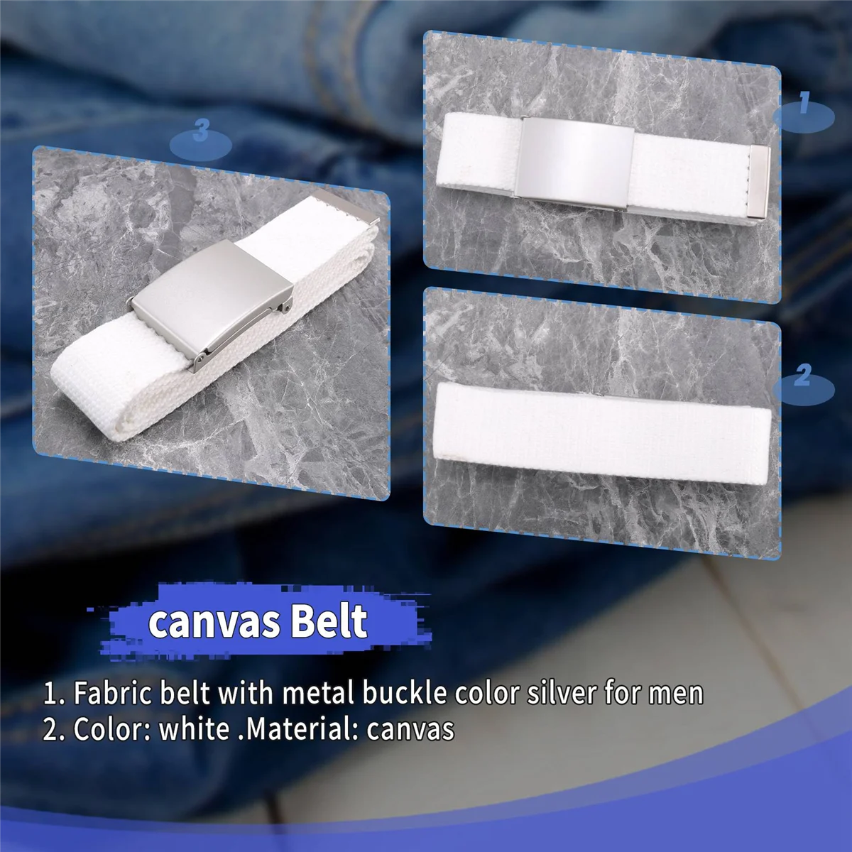 Canvas Cotton White Belt Belts Textile Ribbon BeltJAS