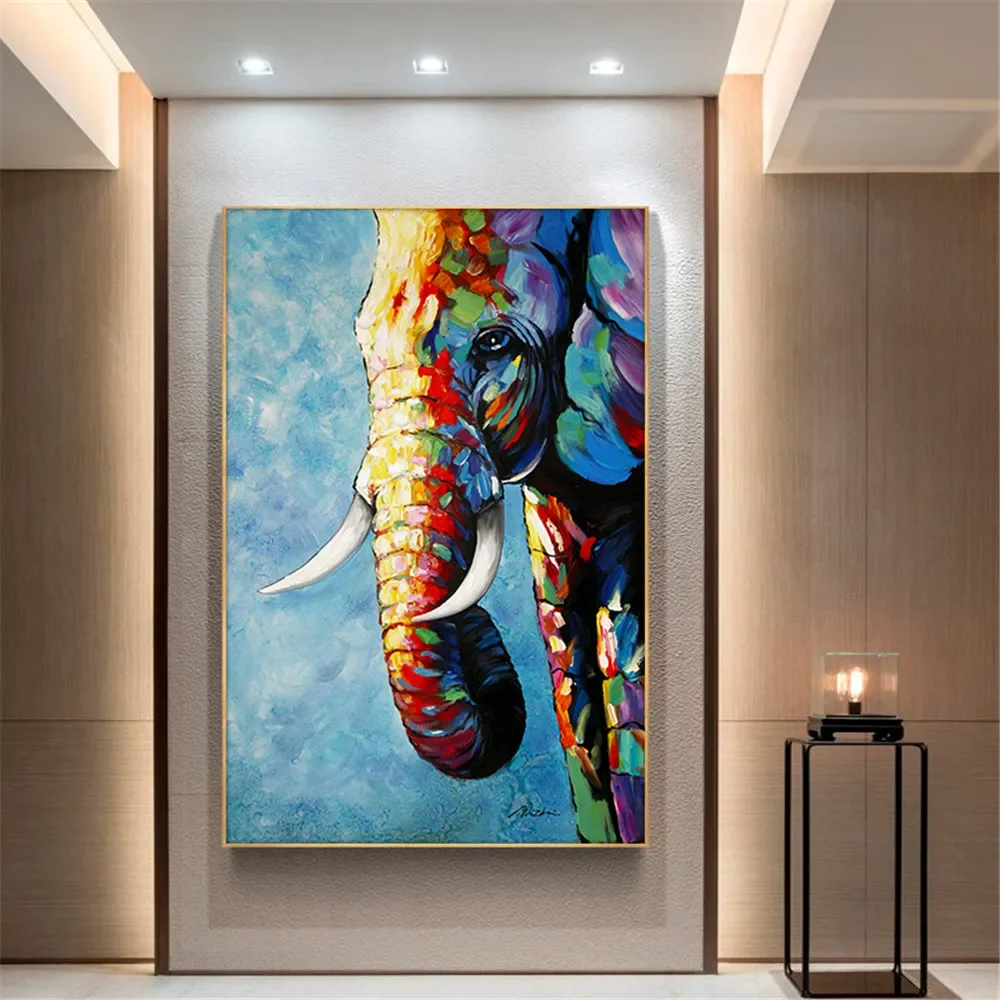 

Hand Painted Elephant Oil Painting On Canvas Handmade Animal Wall Art Pictures Abstract Paintings For Living Room Home Decor