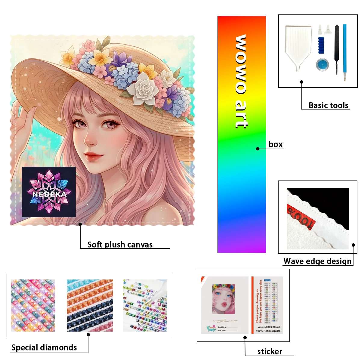 

【NEDEKA_ Diamond Art】The girl wearing a hat AB Rhinestone FD Rhinestone Perfect Resin Diamond