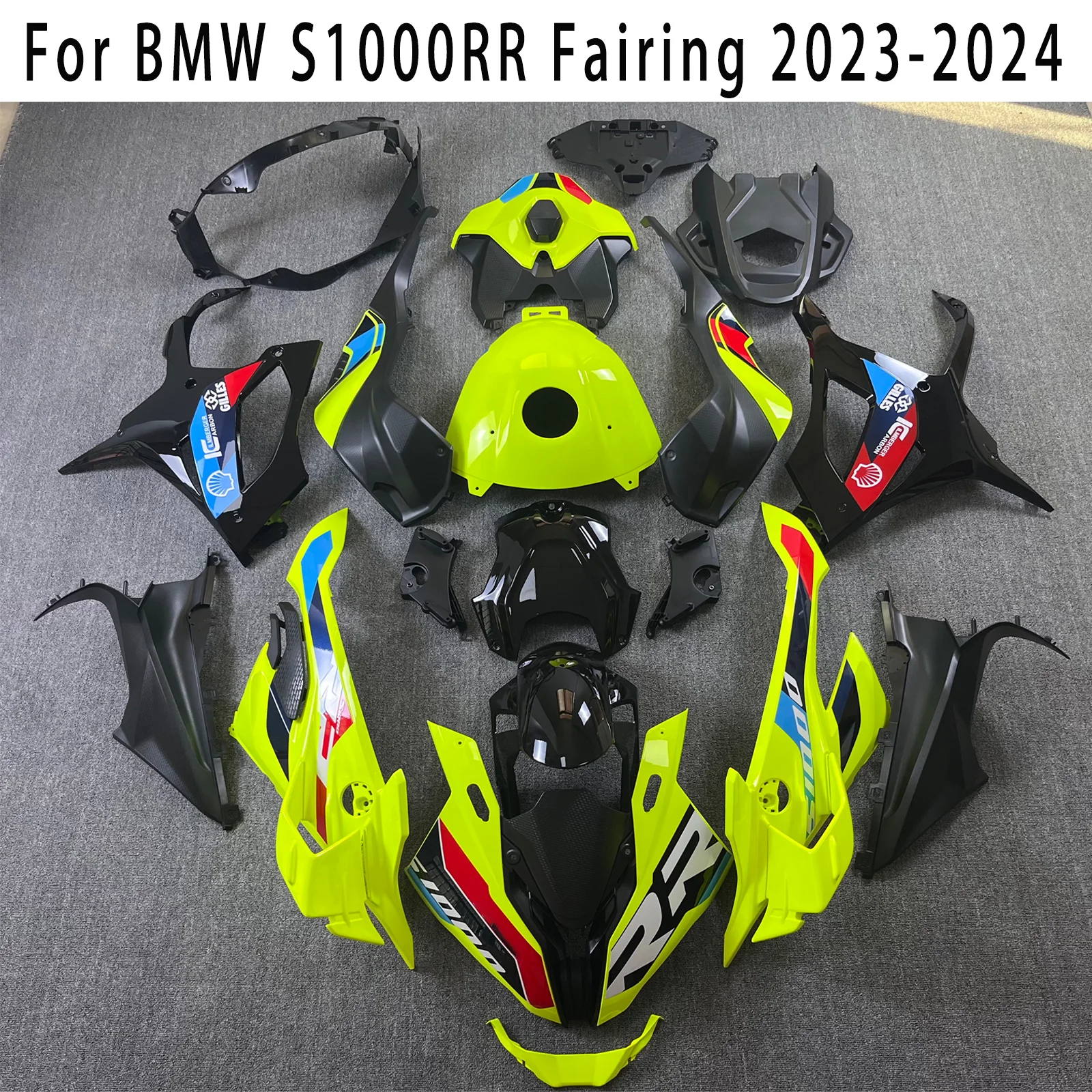 Schützendes Motorrad-Verkleidungsset für BMW S1000RR 2023 2024, vollständige Abdeckung, Verkleidung S1000 RR 23 24, lackierter fluoreszierender gelber Körper