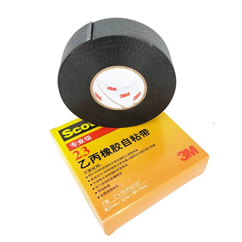 23# Black Rubber Electric Wire Tape Insulation Vinyl Self-Adhesive Splicing Electrical Tape 25.4mm*5m/19mm*9.1m - Image 3