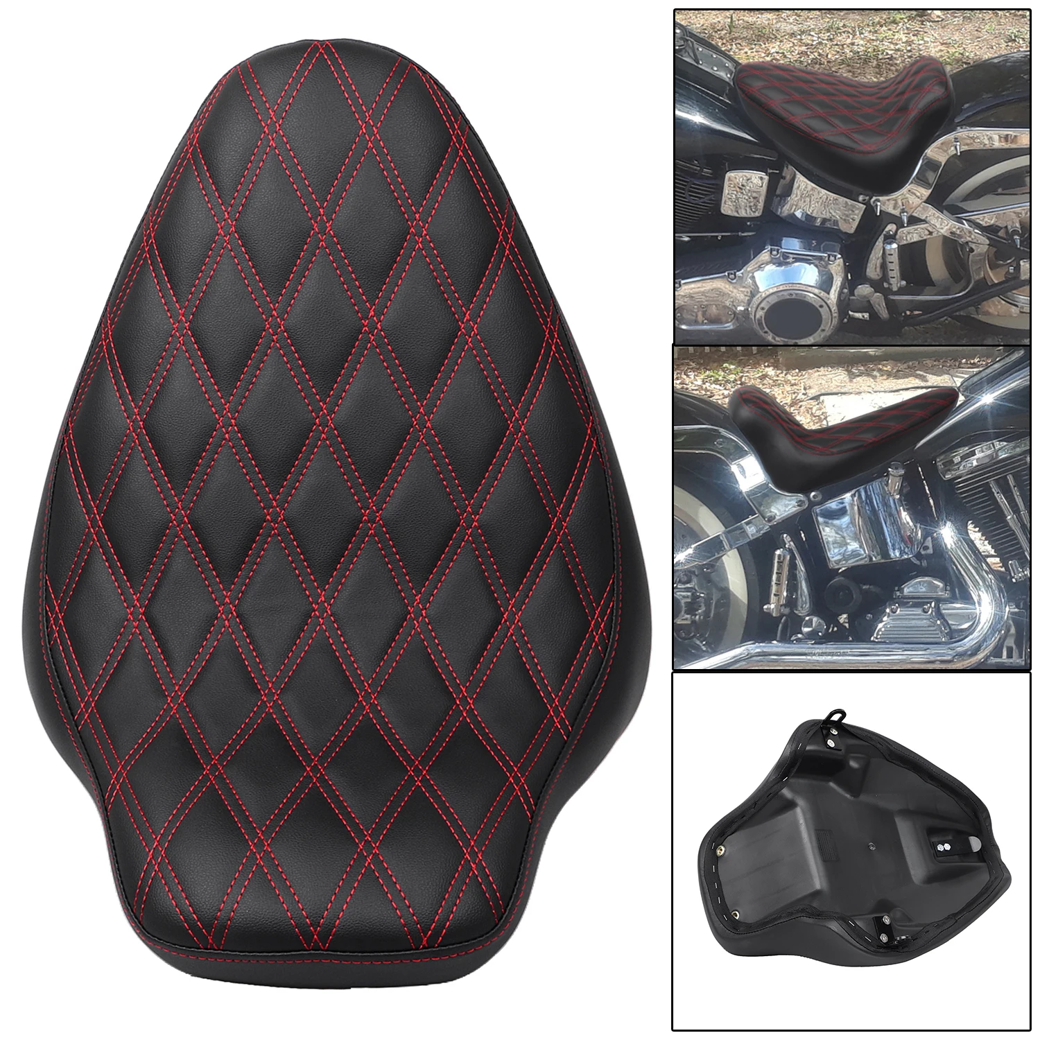 For Harley 1984-1999 Softail FXST FXSTC FLSTC FLSTN FLSTF Diamond Stitch Motorcycle Front Driver Solo Seat