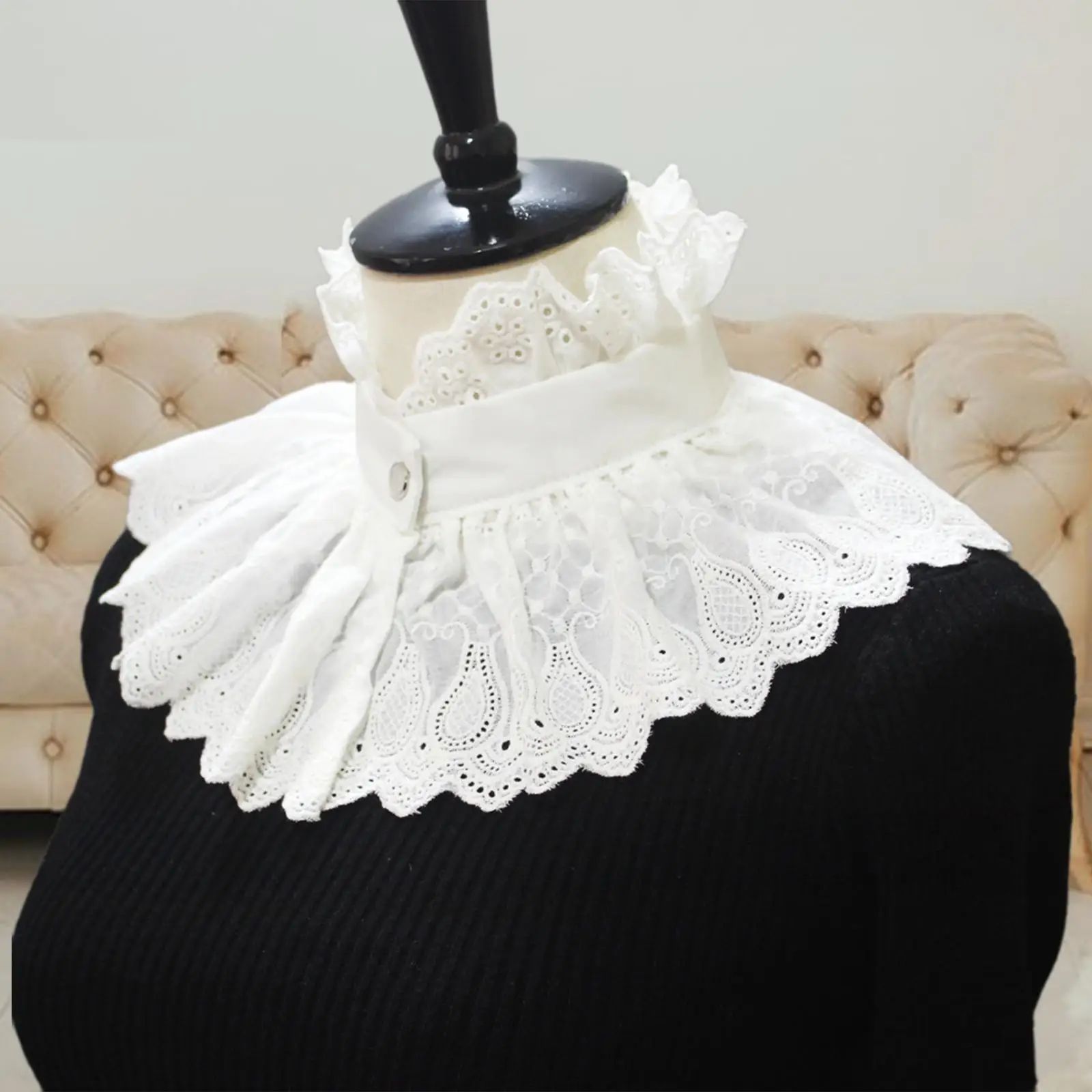 Blouse False Collar Lace Collar Pleated High Neck White Stand Collar Faux Collar