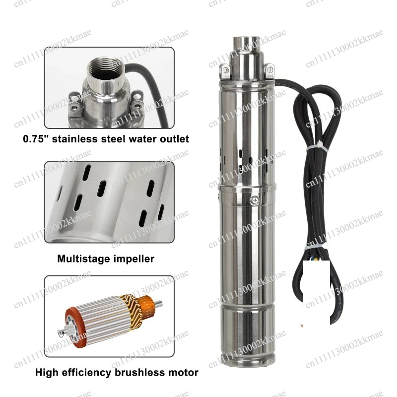 150W 370W 750W Solar Submersible well pump Max Flow 2m³/Hour Built-In MPPT Function Solar Deep Well Pump for Agriculture