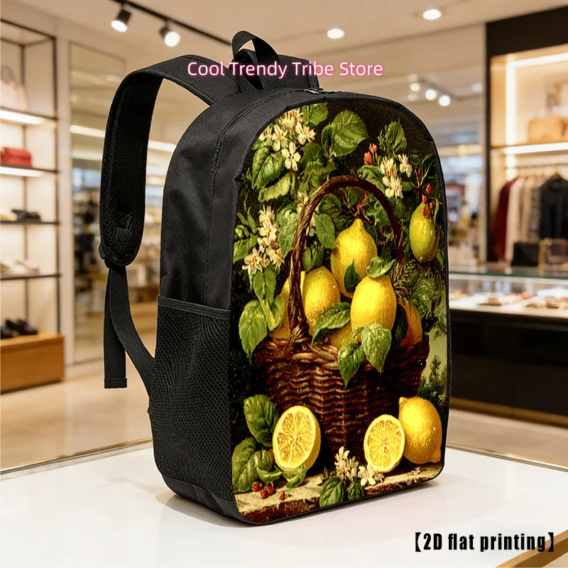 Lemon Basket Large-Capacity Lightweight Backpack with Lemon Print - Unisex Laptop Bag Suitable for Hiking, Commuting, Travel, &,