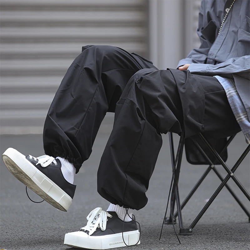 الرجال شعبية كبيرة جيب البضائع السراويل ربيع الخريف رقيقة مقاوم للماء المشي لمسافات طويلة بنطلون رجل الاتجاه الدانتيل متابعة مستقيم البضائع Trousedrs #5