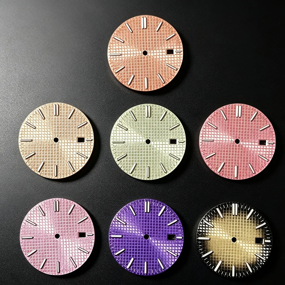 NH35 Watch Dial 31.8mm Size, Purple Premium Dial, Customizable Logo, Sunburst Dial, Compatible With NH35/NH36 Automatic Movement