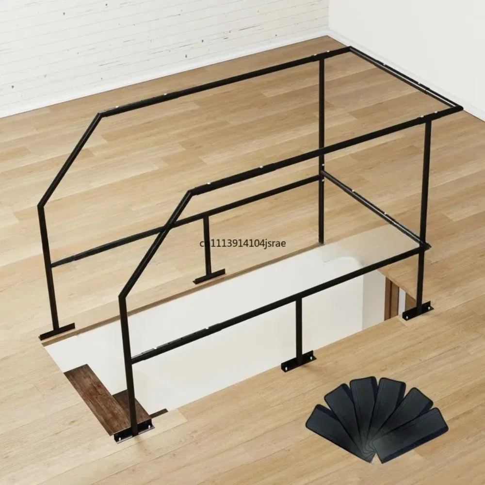 For Telescopic Double Handrail Attic Ladder With Three‑Sided Safety Guardrail For House Garage Storage Attic