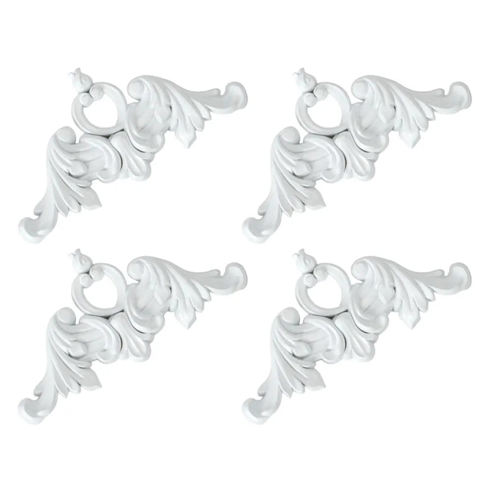 

4 Pcs Decorative Corner Flowers Vintage Carved PVC Decor Delicate Carving naments Elegant Layered Wall Lines