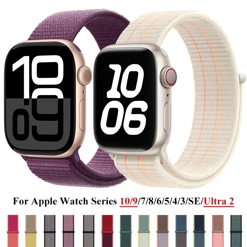 Nylon Sport Strap For Apple Watch Band 49mm For Nike Loop Bracelet iWatch S10 9 8 7 6 5 4 3 se2 Ultra 2 46mm 45mm 44mm 41mm 42mm