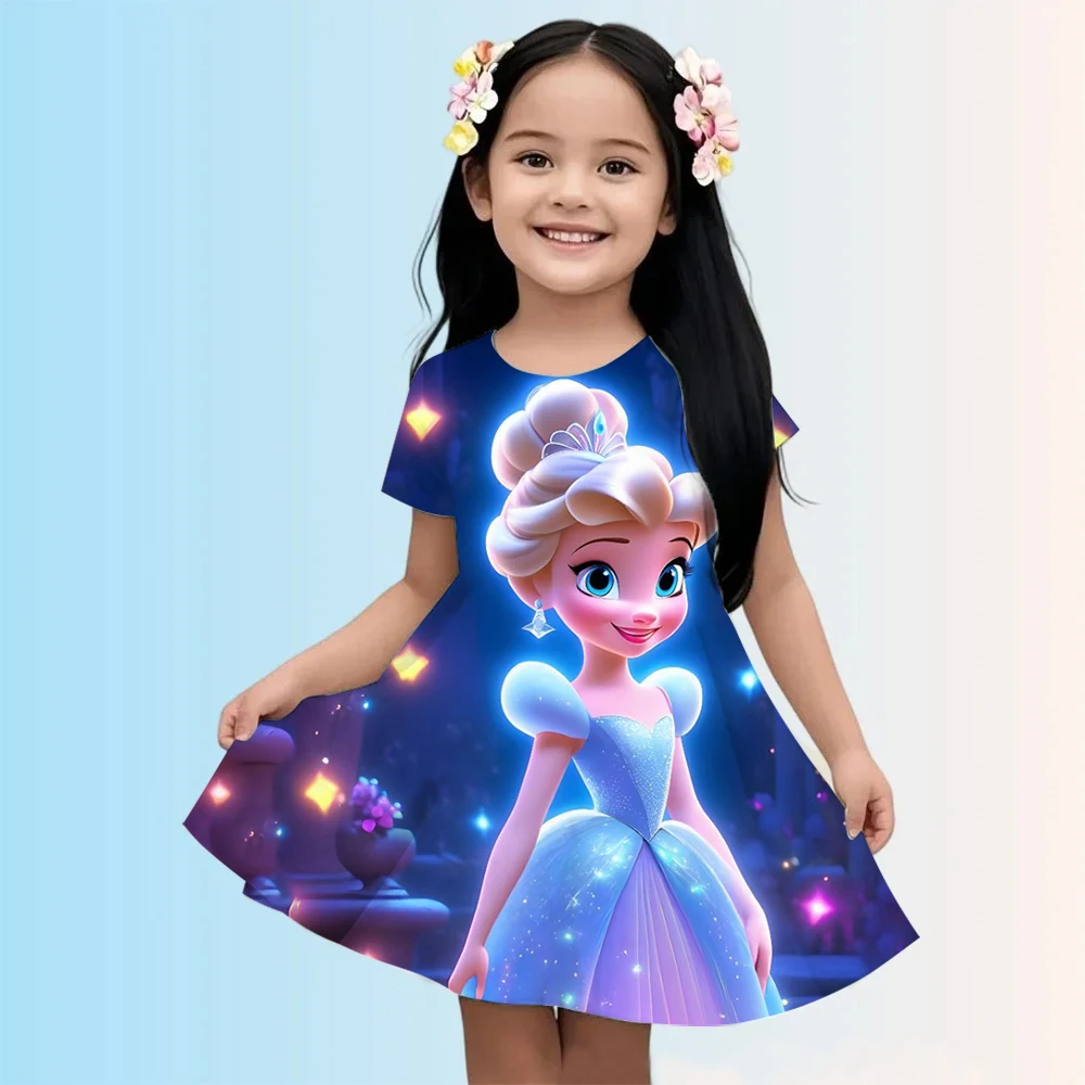 

Elsa Costume for Girl Birthday Party Blue Long Sleeve Carnival Clothing Kids Princess Dress for Girls