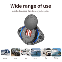 12-24V Dual Ports Car Charger Socket USB Charger Outlet Power Adapter with Sliding Cap for Car Motorcycle Truck ATV RV Boat