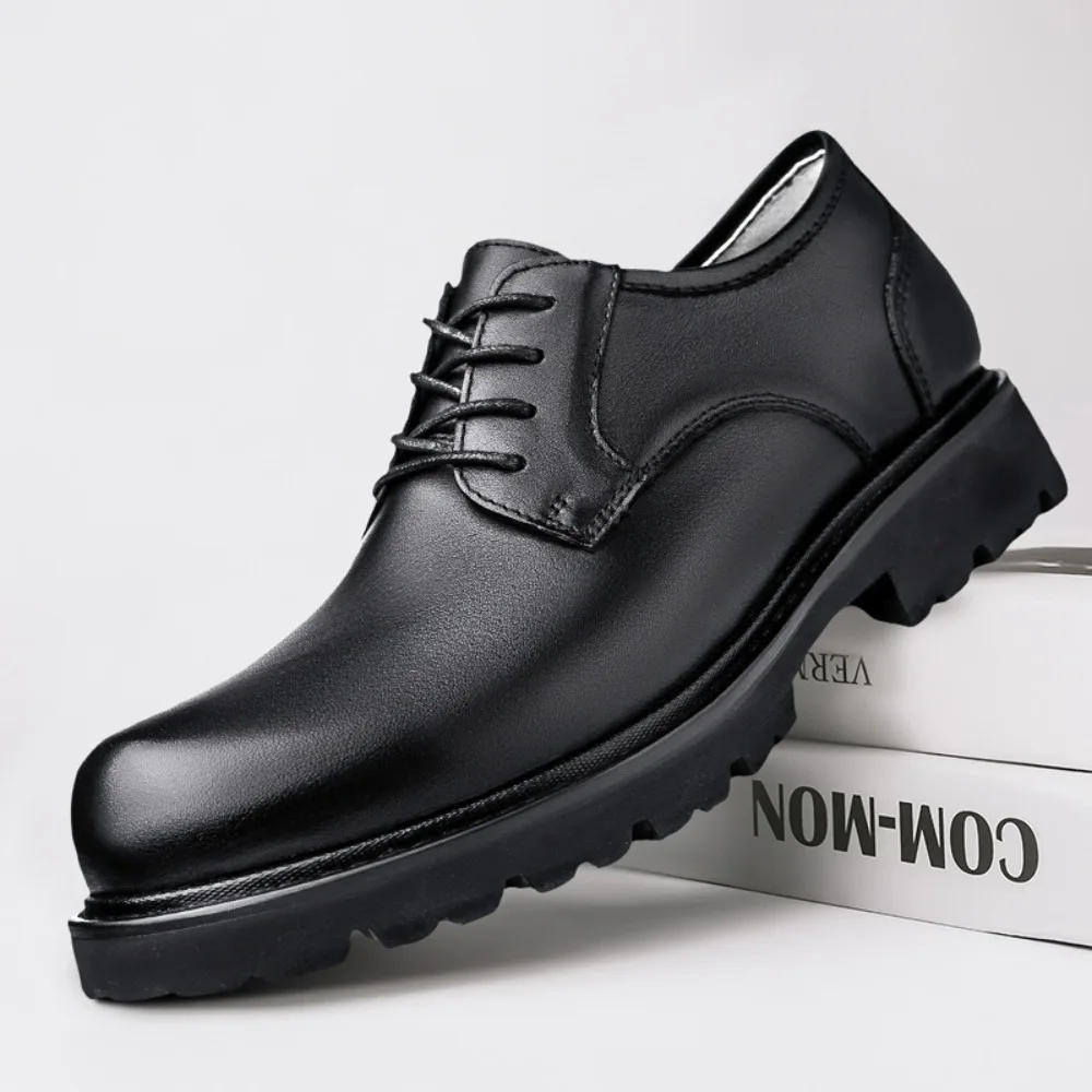 2026 Men's Soft Leather Shoes Business Formal Wide Head Knot Versatile Casual Single Leather Shoes Breathable round Toe