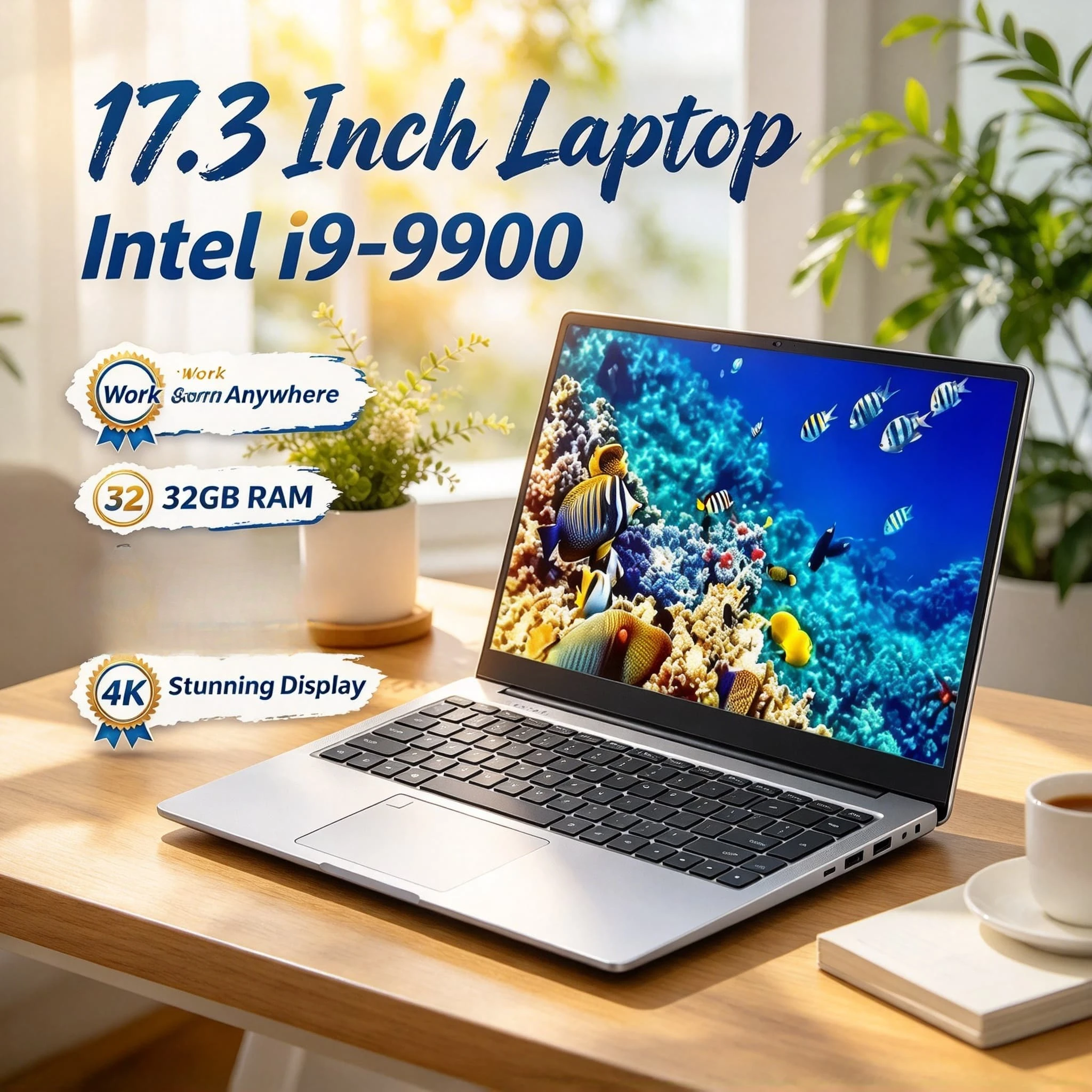 17.3 Inch Intel Core i9 9900 Gaming Notebook 32GB RAM 2TB SSD Fingerprint Unlock Full HD Screen High Performance Work Pro