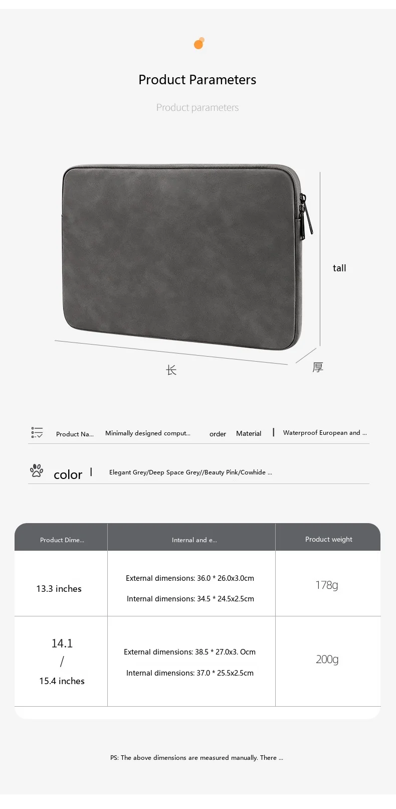 Laptop-Schutzhülle 11,6-15,6 Zoll Neopren-Schutztasche für MacBook Ultrabook – Detail 6