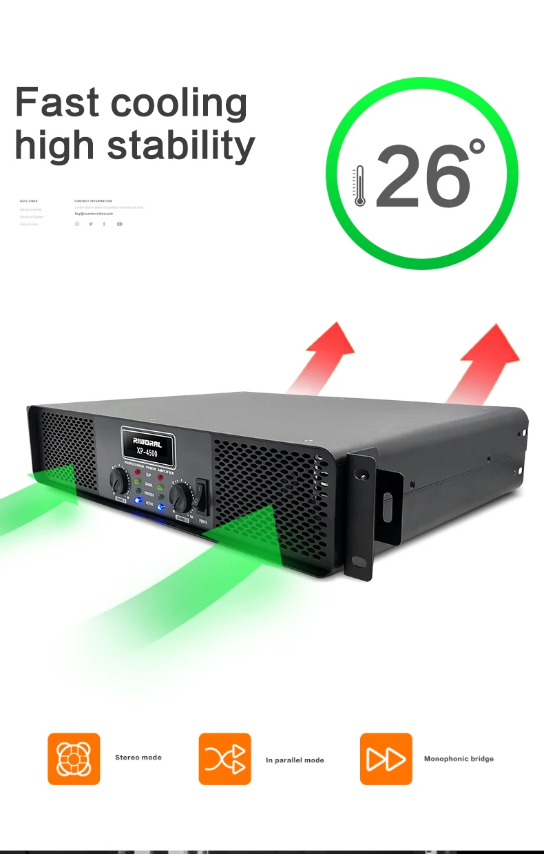 XP4500 Professional Audio 2U Power Amplifier 2channels Stereo Analog Amplifier for Dj Stage Performance