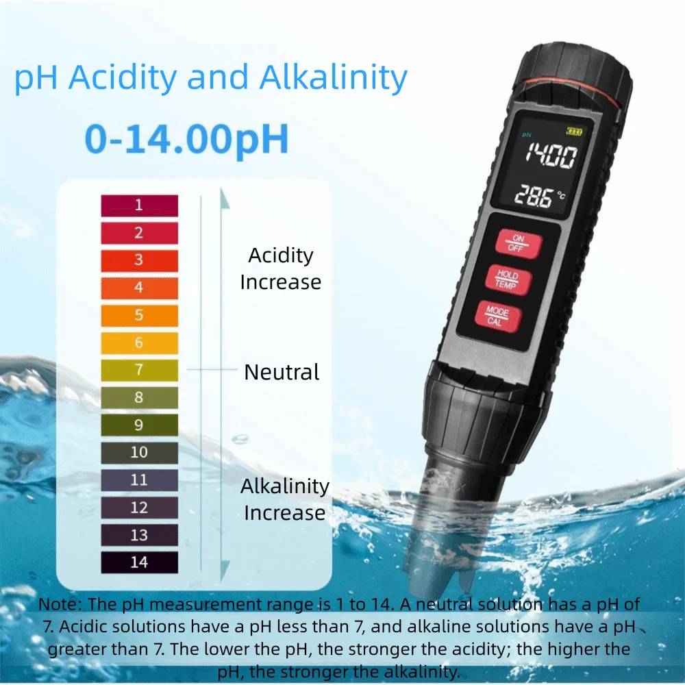 

LCD Digital Display Household Water Test Pen Waterproof Multifunction Water Quality Meter High Accuracy 7-in-1 Digital PH Meter