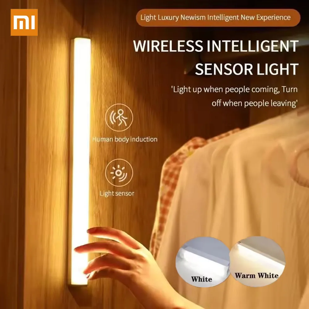 Luz nocturna Xiaomi con Sensor de movimiento tipo C, lámpara LED nocturna inalámbrica recargable para cocina, armario, habitación, mesita de noche, Bar