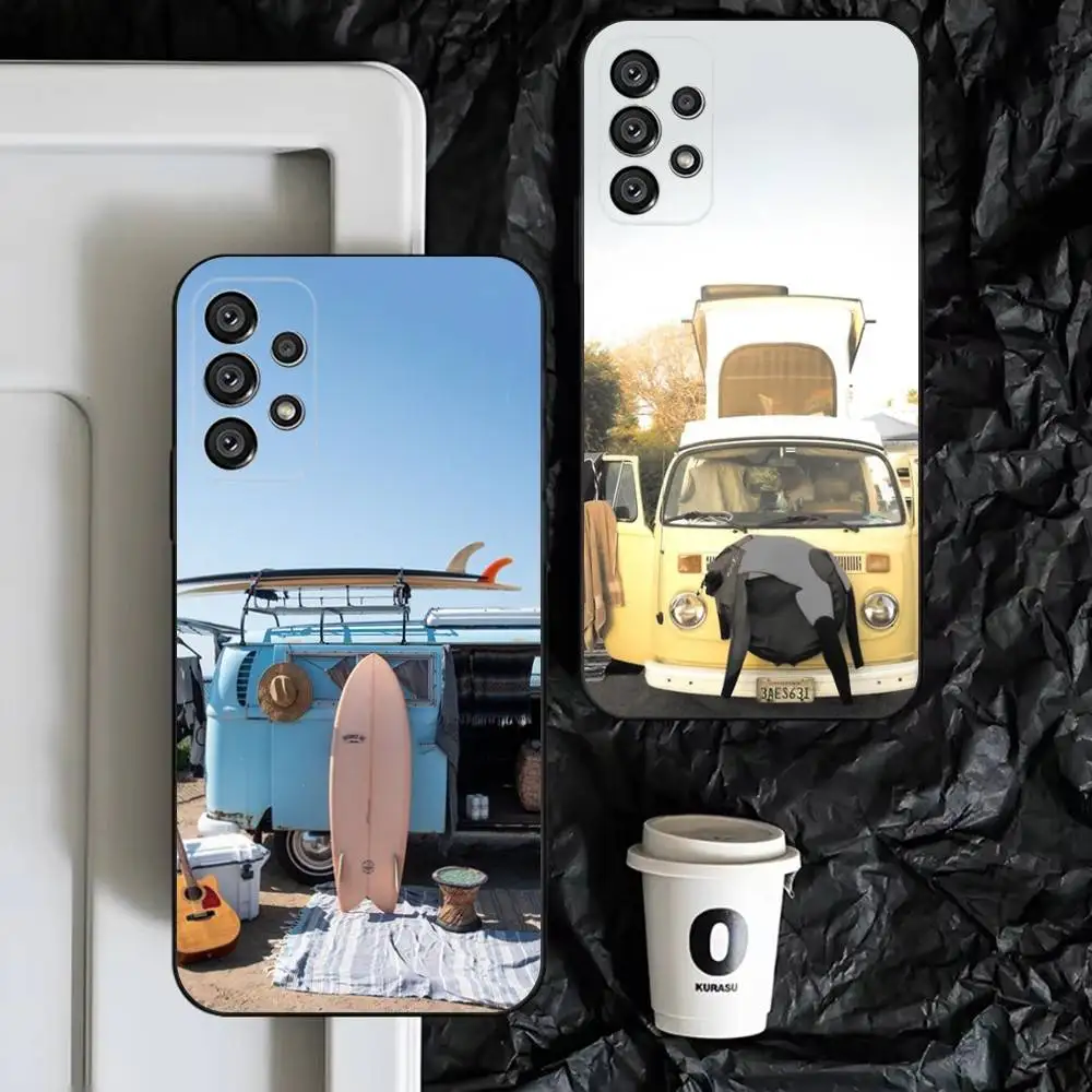 

Combi Van Surf Phone Case For Samsung S25,S24,S23,S22,S21,S20,S10,Ultra,Plus,Lite,FE,Soft Silicone Black Cover