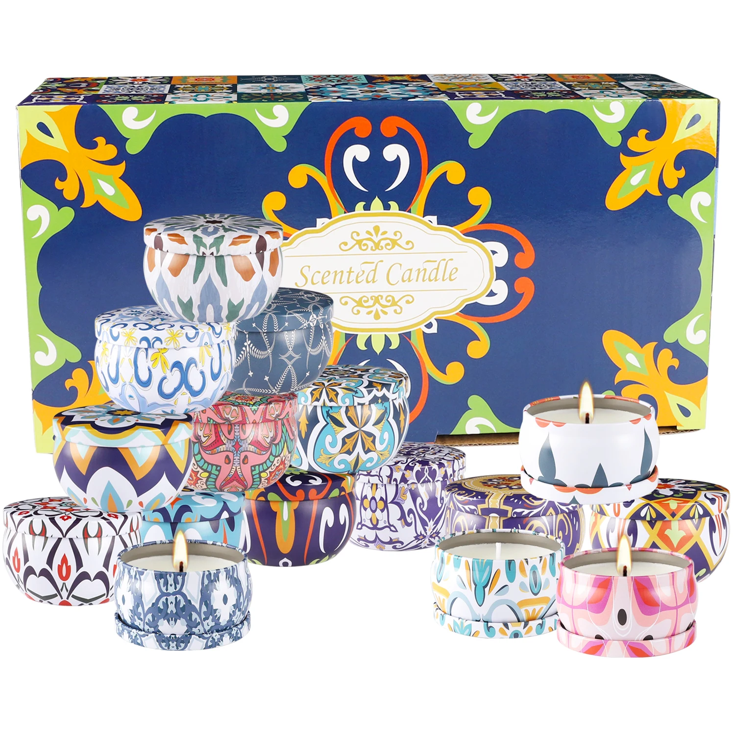 

1 box of 16 6.1*3.81 cm [2.4*1.5 in]2.5 oz *16 Victoria scented candles. Perfect Gift set, Holiday gift set.