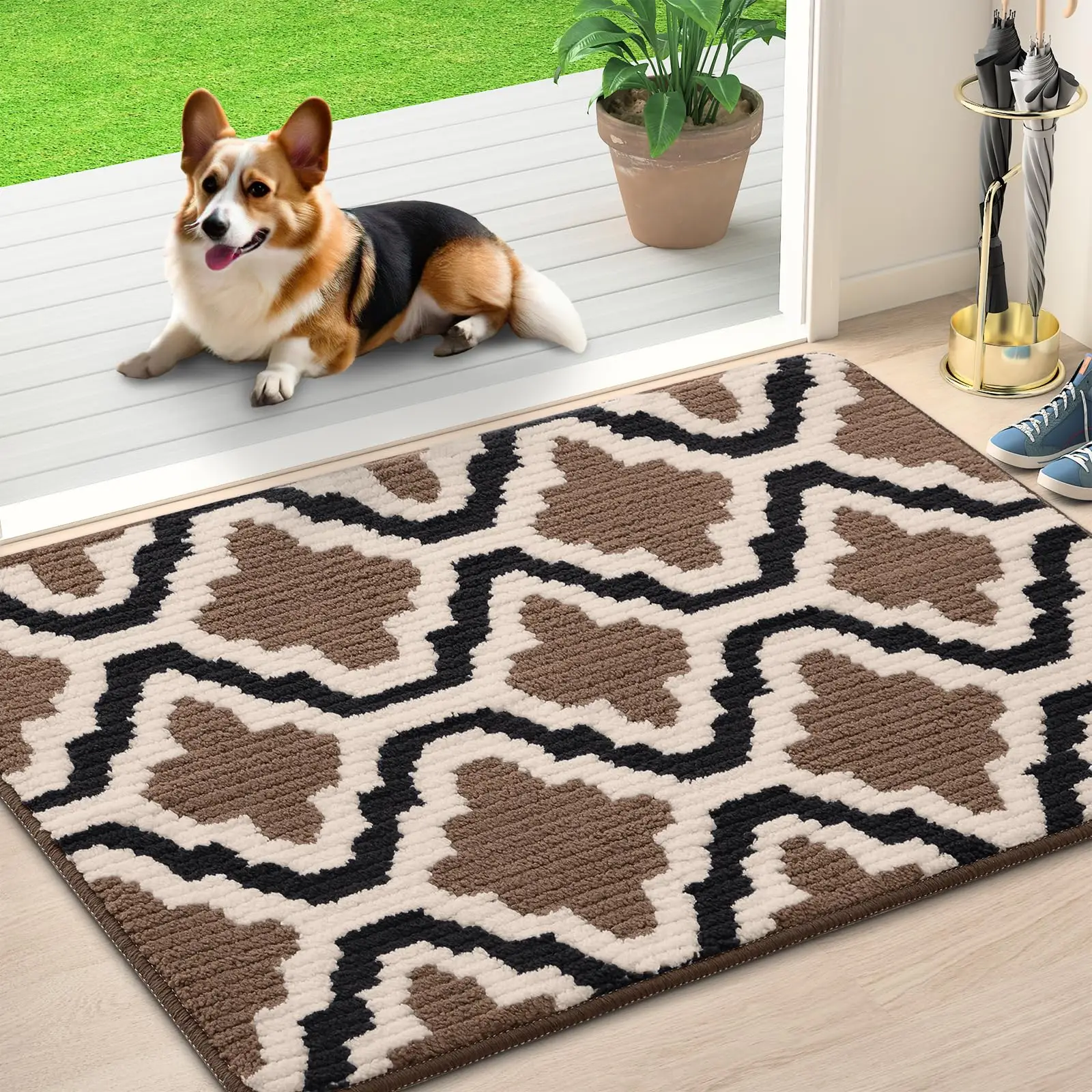 Olanly Washable Front Entry Doormats for Entryway Indoor Door Mat Non-Slip Absorbent Resist Dirt Entrance MatInside Floor Mats