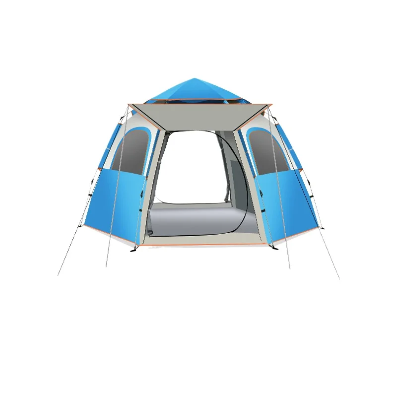 Pop Up Hexagon Camping Tent, Fully Automatic Folding Design, Heavy Duty Rainproof Tent for Outdoor Activities & Family Picnic