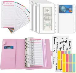 Good Material A6 PU Leather Budget Binder Notebook Cash Envelopes System Set Binder Pockets Money Budget Saving Bill Organizer