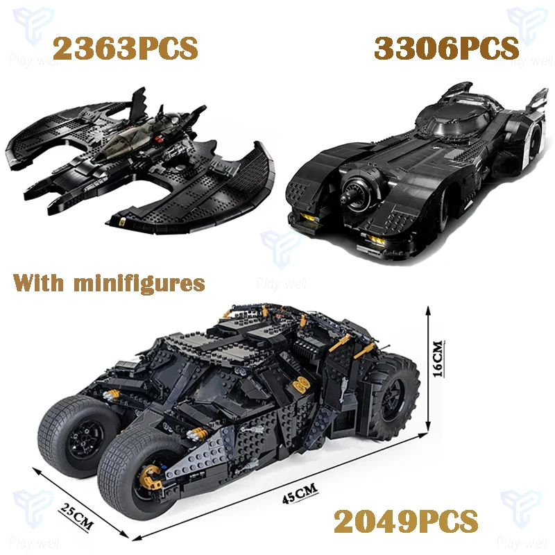 

68666 Movie Super Heros 1989 Batwing Batmobile 76139 76240 76161 Building Block Brick Toy for Children Christmas Birthday Gift