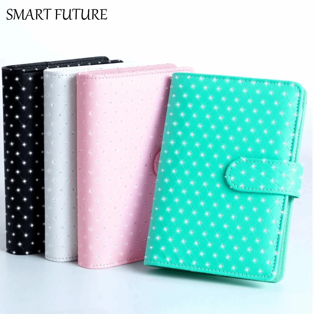 

Rainstone Patterned Cover Money Saving Binder Compact PU Leather Mini Budget Binder Cash Envelopes Waterproof