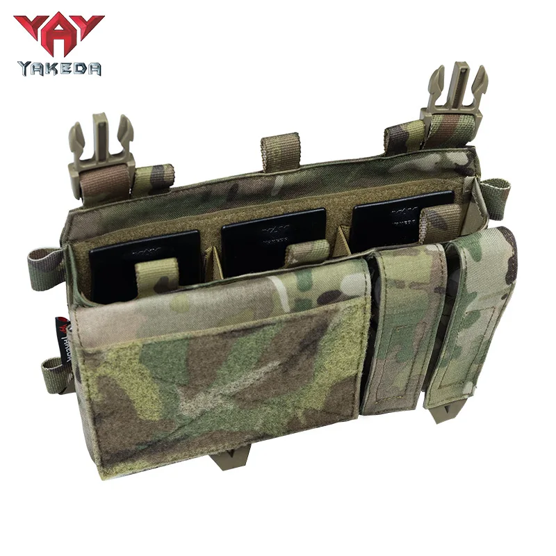 

YAKEDA NEW Triple Magazine Pouch with Quick Release Mag Pouch Insert, UTX Buckles Combined Chest Mini Rig Pouch