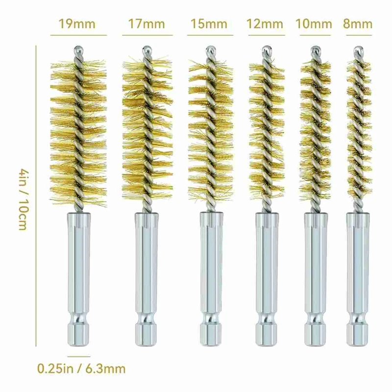 Pembersih pipa tembaga 1/2 inci 3/4 inci 1 inci, 9 buah untuk bor listrik, Sikat pembersih tabung, dengan sikat bor kawat tembaga