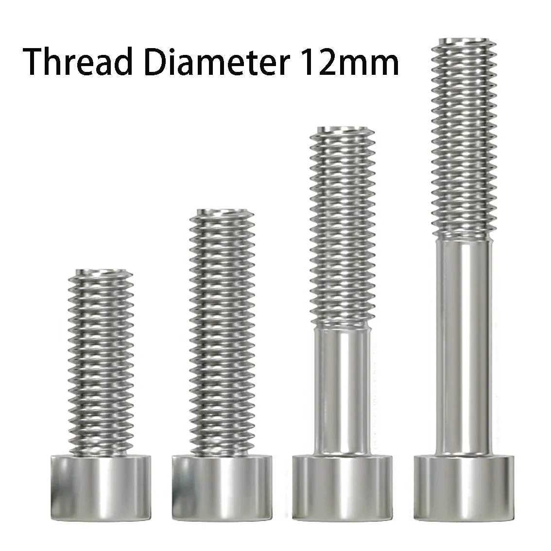 2-10pcs DIN912 M12 201 Stainless Steel Hexagon Hex Socket Head Cap Allen Bolt Screw Socket Head Cap Bolt Screw Long 20-120mm