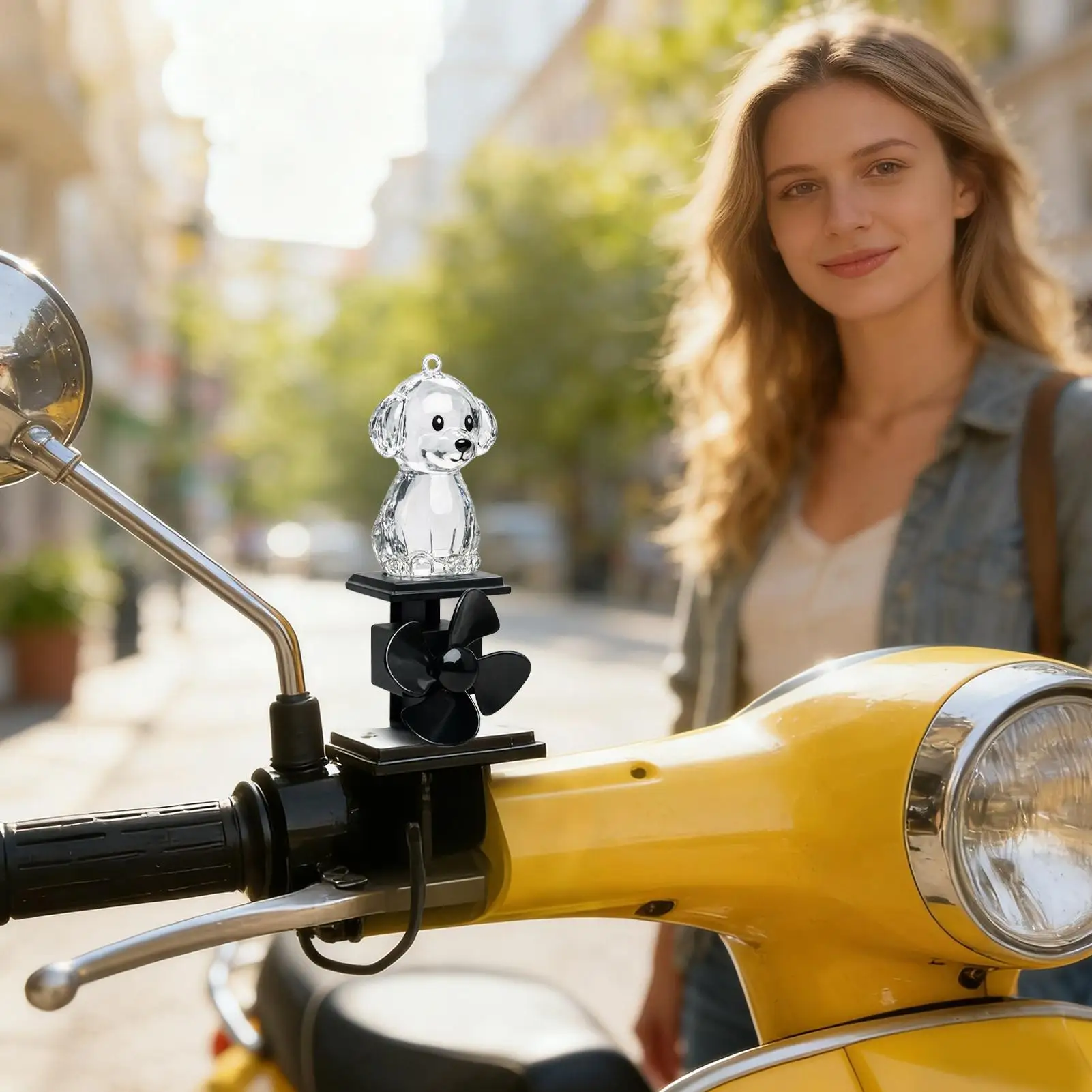 Dog Figurine Motorcycle Light Up Decoration Wind Powered Animal Figurines For Motorcycle Handlebar Outdoor Cycling Night Riding