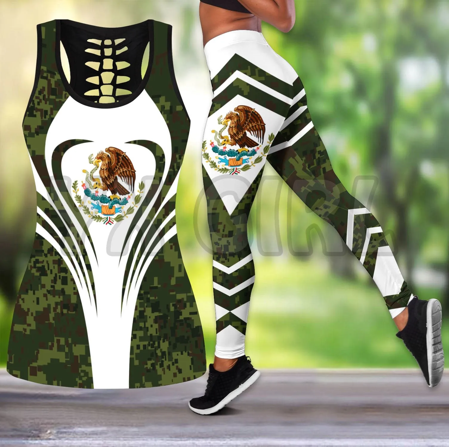 Mexican Combo Tank Top + Legging 3D Printed Tank Top+Legging Combo Outfit Yoga Fitness Legging Women