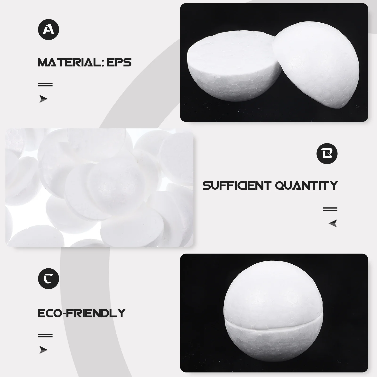 

50 pcs Round Foam Accessories Semicircle Balls For Diy Craft Projects Holiday Decor Christmas Ornaments Styroporkugeln