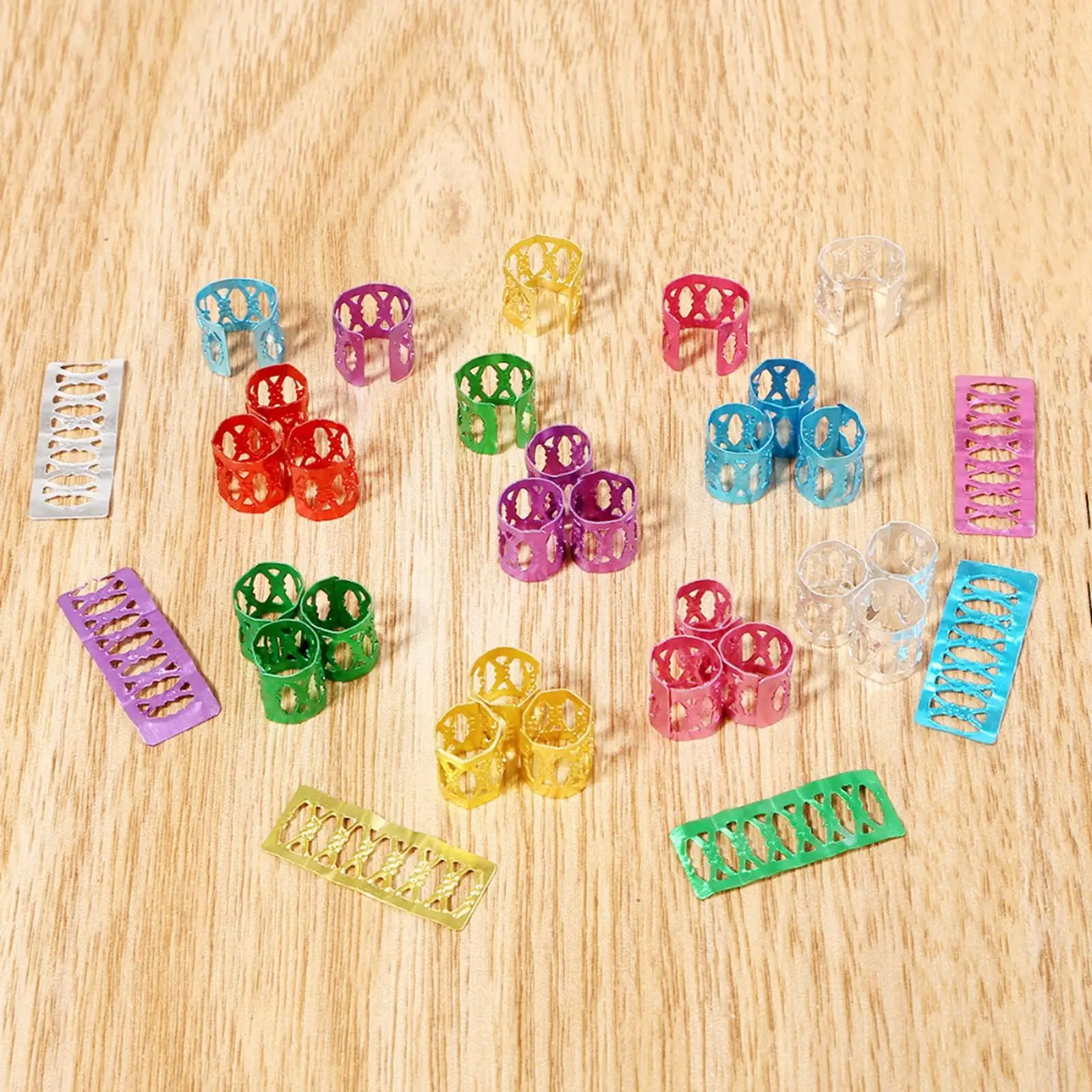 Dreadlocks Beads Rings Tube Cuffs Multicolor Metal Hair Accessories for Braiding and Decoration for Women and Men