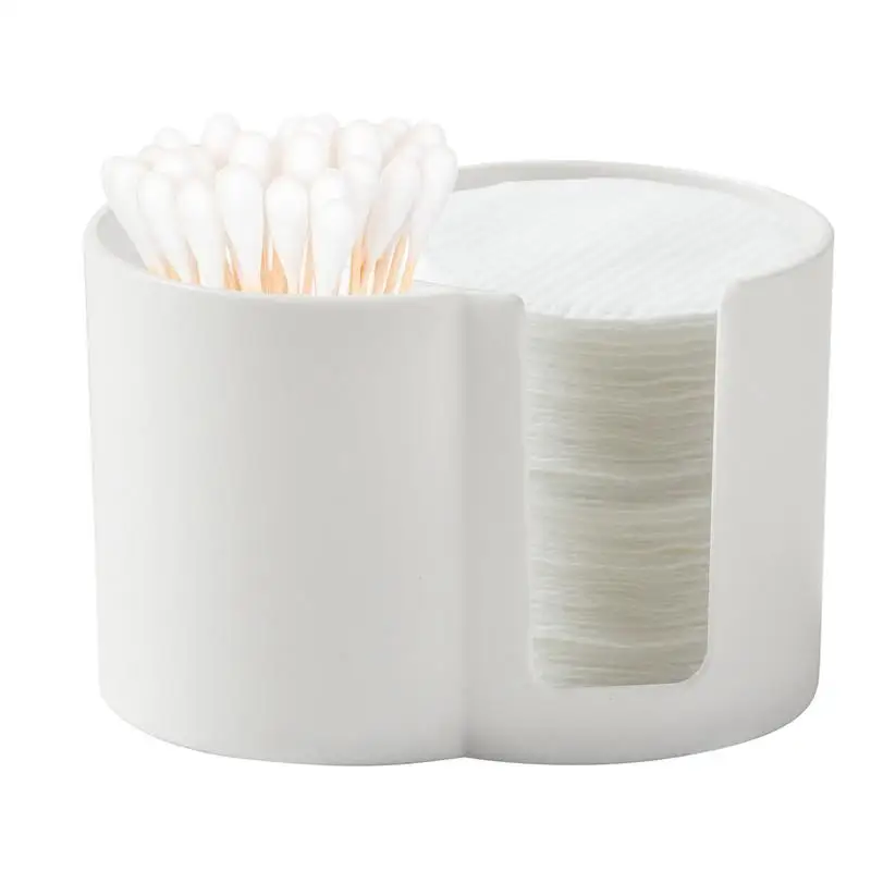 Cotton Swab Holder Makeup Organizer Floss Container Cotton Rounds Dispenser Double Hole Cotton Pad Dispenser Pick Holder