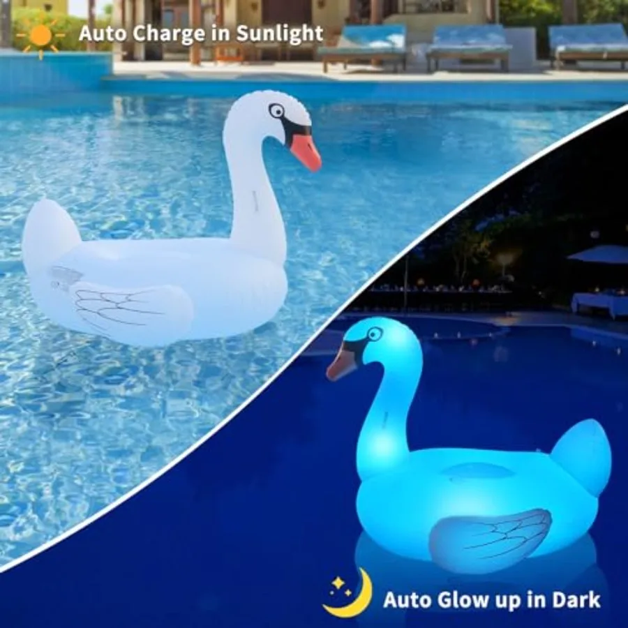 Pool float for adults PVC material pink solar-powered LED color-changing lights and cup holder