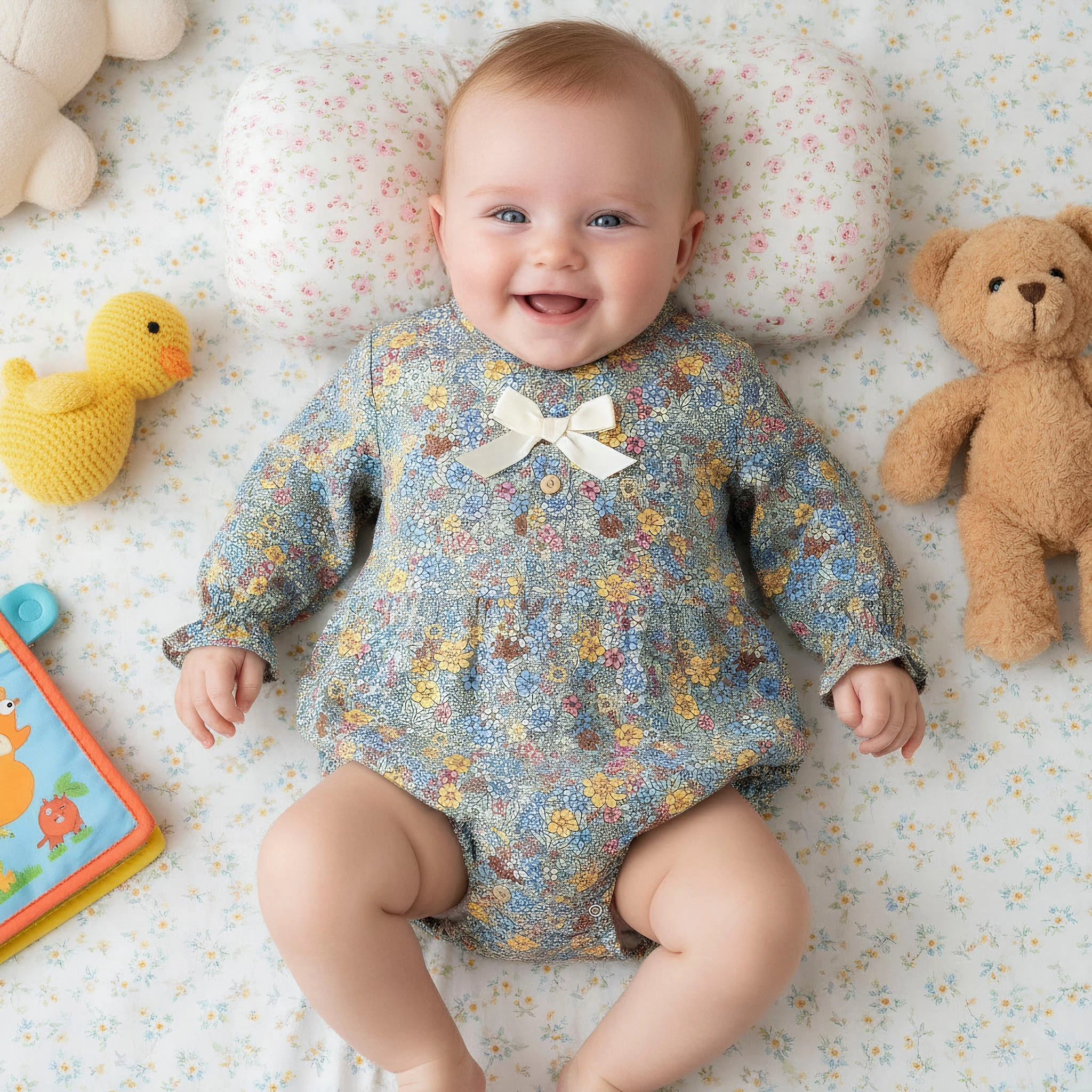 Baby Girl Autumn Bodysuits Cotton Floral Newborn Baby Clothing Princess Cute