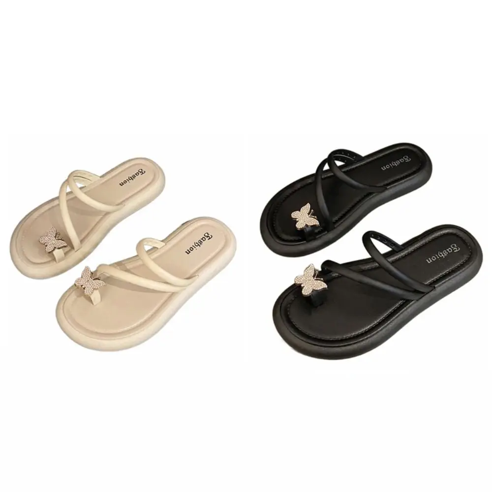 عادية عدم الانزلاق كريستال فراشة الوجه يتخبط بولي كلوريد الفينيل الحلو شاطئ تو النعال لينة وحيد أحذية مسطحة القاع النعال عنبر #5