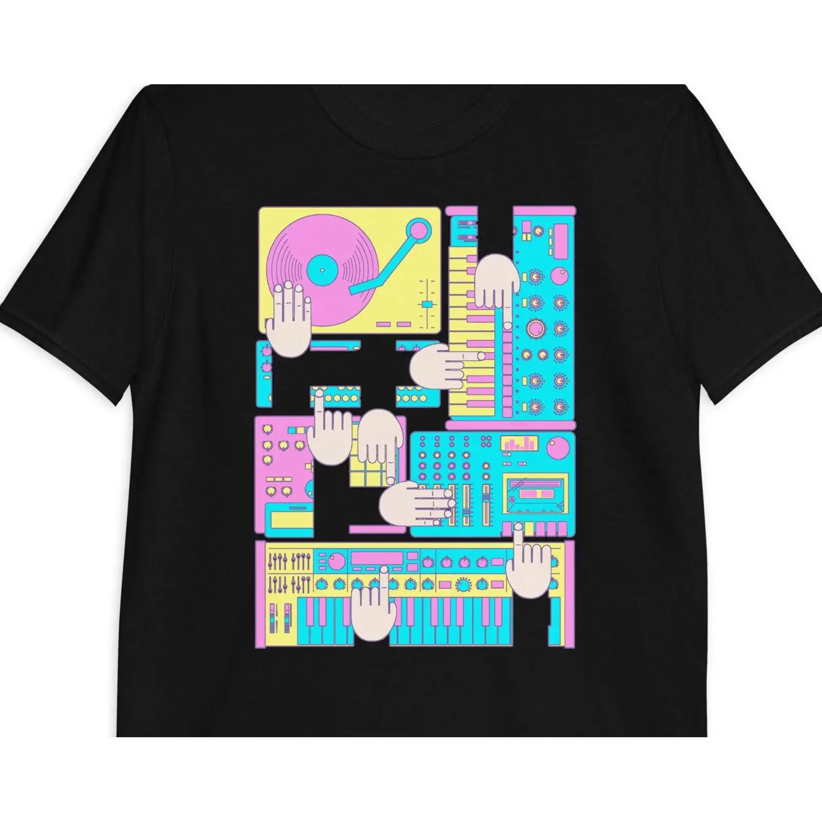 Electronic Music producer T Shirt for Dj beatmaker vintage Washed fashion Casual Versatile designer clothes Slightly graphic