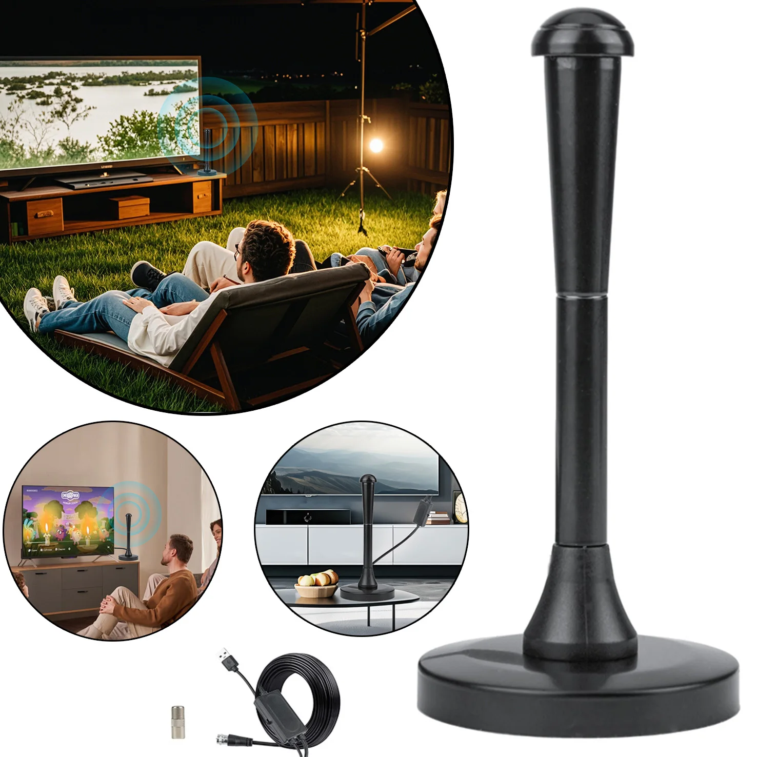 Antenna TV digitale per Smart TV da interno, con base magnetica potente, 360 ° Antenna TV HD a Lungo Raggio per Canali Locali, Antenna di Facile Installazione con Cavo da 5m